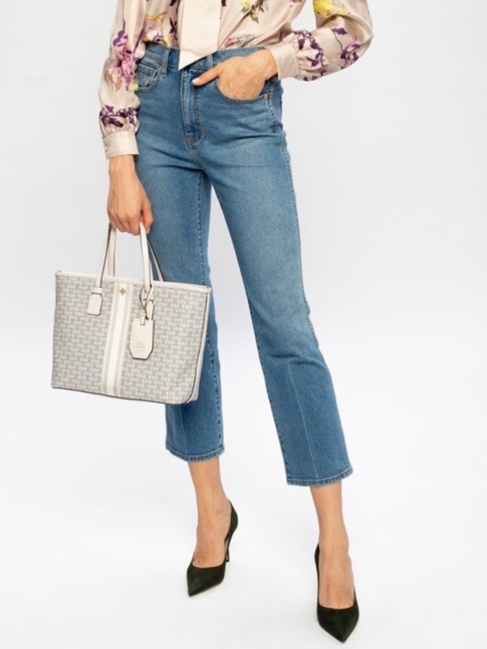 TORY BURCH Cropped Boot Marble jeans Size 27